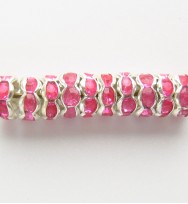 Rondelle Spacer 6mm Silver/Dark Pink